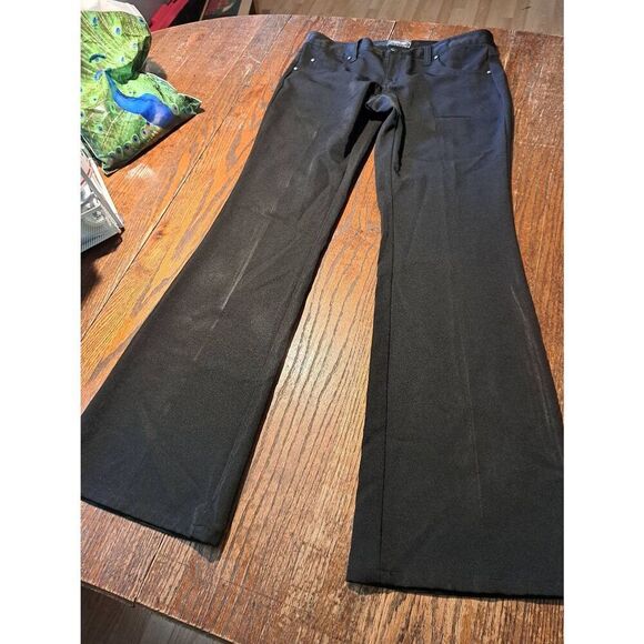 Size 11 Rave Stretch Black Bootcut Flare Casual Pants with Pockets Belt Loops - Picture 1 of 3